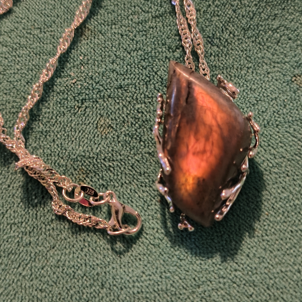 Elegant Silver and Red Pendant Necklace